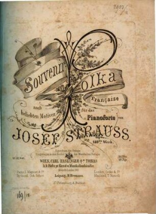 Souvenier-Polka française : nach beliebten Motiven für d. Pianoforte ; op. 140