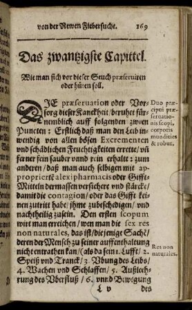 Das zwantzigste Capittel. Wie man sich vor dieser Seuch praeserviren oder hüten soll
