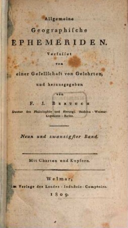 Allgemeine geographische Ephemeriden. 29. 1809