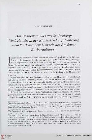 69: Das Passionsretabel aus Senftenberg/Niederlausitz in der Klosterkirche zu Doberlug - ein Werk aus dem Umkreis des Breslauer Barbaraaltares? : =
