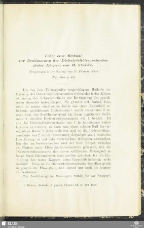 Ueber eine Methode zur Bestimmung der Dielecticitätsconstanten fester Körper