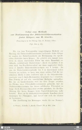 Ueber eine Methode zur Bestimmung der Dielecticitätsconstanten fester Körper