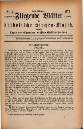 Fliegende Blätter für katholische Kirchen-Musik : für Deutschlands Volksschullehrer, sowie für Chorregenten, Organisten u. Freunde d. Musik. 8, 8. 1873