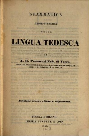 Grammatica teorico-pratica della lingua Tedesca