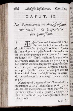 Caput IX. De Aequationum in Analysi infinitorum natura, et proprietatibus quibusdam.