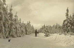 Winter im Erzgebirge. Skiläufer bei Altenberg