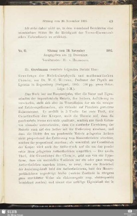 No. 15. Sitzung vom 20. November 1885