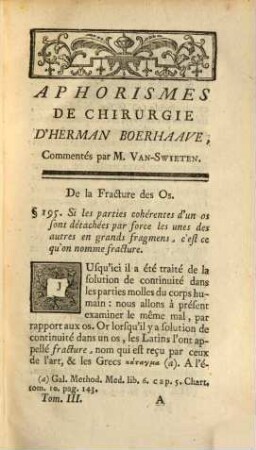 Aphorismes De Chirurgie D'Herman Boerhaave, Professeur En Medecine En l'Université de Leyde, 3