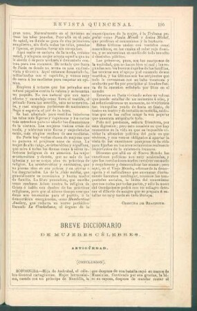 Breve diccionario de mujeres célebres. : Antigüedad. (Conclusión).