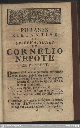 Phrases Elegantiae Et Observationes Ex Cornelio Nepote