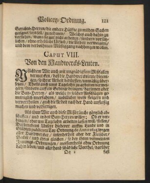 Caput VIII. Von den Handwercks-Leuten