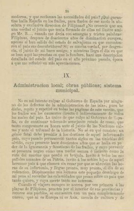 IX. Administracion local, obras públicas; sistema municipal