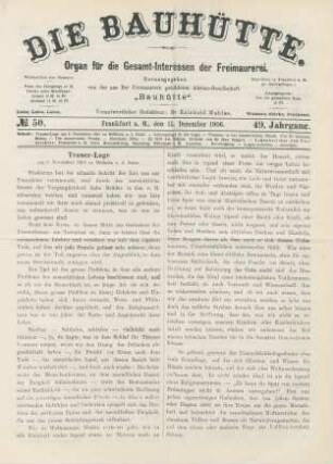 No. 50. Frankfurt a. M., den 15. Dezember 1906. 49. Jahrgang.