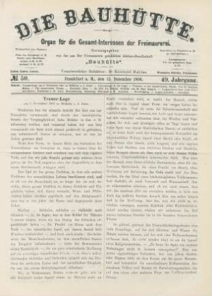 No. 50. Frankfurt a. M., den 15. Dezember 1906. 49. Jahrgang.