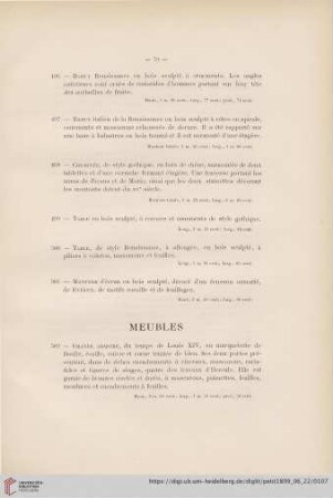Meubles (Nr. 502 - 578)