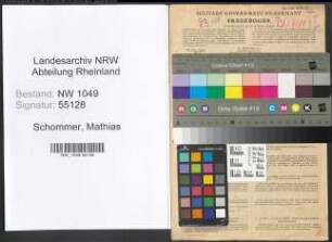 Entnazifizierung Mathias Schommer , geb. 11.01.1917 (Kaufmaennischer Angestellter)