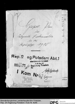 Haushaltsplan der Stadtgemeinde Liebenwalde für das Rechnungsjahr 1910