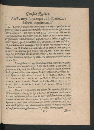 Quaestio Quinta. An Evangelium qeque ac Lex annexas habeat conditiones?