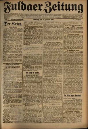 Erste Ausgabe vom Montag, den 11. Januar 1915.