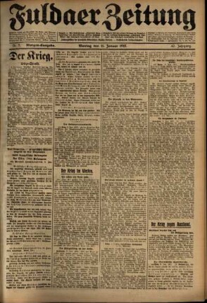 Erste Ausgabe vom Montag, den 11. Januar 1915.