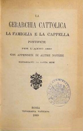 La gerarchia cattolica. 1889