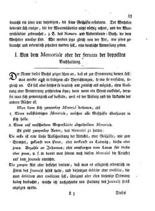 I. Von dem Memoriale oder der Strazza der doppelten Buchhaltung.