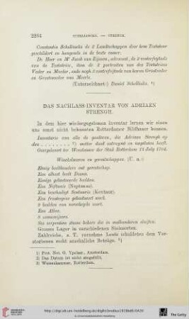 Das Nachlass-Inventar von Adriaen Strengh