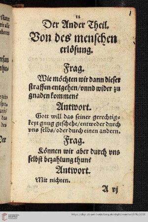 Der ander Theil. Von des Menschen Erlösung