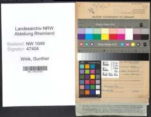 Entnazifizierung Gunther Wink , geb. 22.07.1914 (Schlosser)