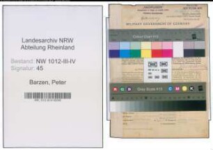 Entnazifizierung Peter Barzen , geb. 05.02.1902 (Platzmeister)