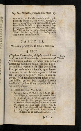 43-92, Caput III. De Ortu, progressu, & Fatis Theologiae.