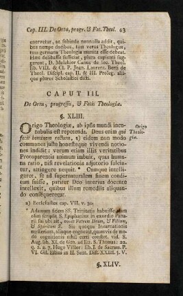 43-92, Caput III. De Ortu, progressu, & Fatis Theologiae.