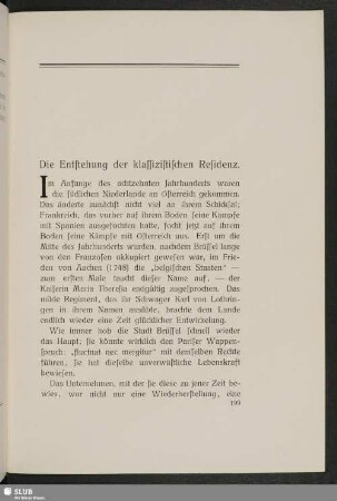 Die Entstehung der klassizistischen Residenz
