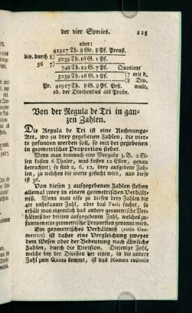125-178, Von der Regula der Tri in ganzen Zahlen