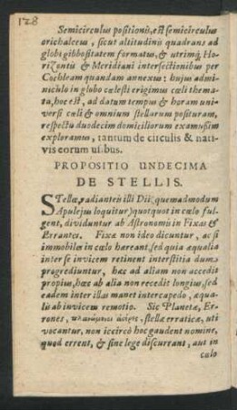Propositio Undecima. De Stellis.