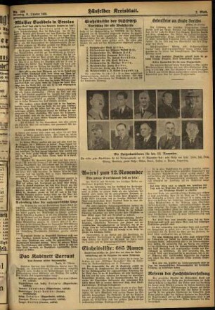 Zweite Ausgabe vom Dienstag, den 31. Oktober 1933.