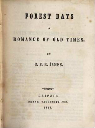 Forest days : a romance of old times