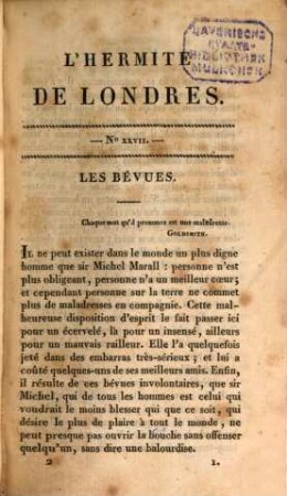Moeurs anglaises : faisant suite à la collection des moeurs françaises par De Jouy, T. 2 (1821). - 287 S. : 1 Ill.