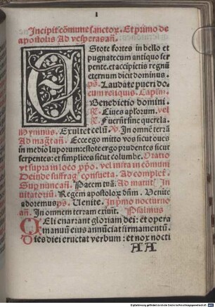 Diurnale Ratisponense : [I,1-5 und II,1-6], [I,5]. Pars hiemalis. Commune sanctorum