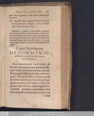 Caput Septimum. De Communione bonorum & facultatum inter Christianos.