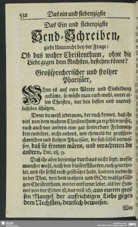Das Ein und siebenzigste Send-Schreiben
