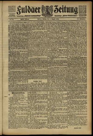 Erste Ausgabe vom Freitag, den 02. August 1912.