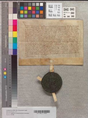 Bürgermeister und Rat der Stadt Lemgo erklären, ihren Herren Gf. Hermann zu Everstein, Simon III. zur Lippe und Bernhard VI. zur Lippe das Morgenkorn aus der Stadt ungeschmälert zahlen zu wollen. Es sei denn, sie müssten Bürgschaft leisten dem Corveyer Abt Wulbrand oder dem Herzog Otto von Braunschweig, dann sei ihr Schaden aus der Abgabe zu begleichen.