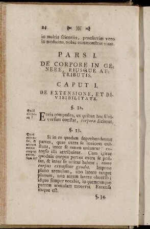 Caput. I. De Extensione, et Divisibilitate.