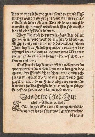 Das dritt Lied/ Jm || thon/ A solis ortus. ||