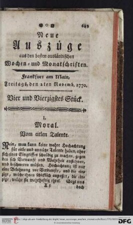 (Vier und Vierzigstes Stück. Freitags, den 2ten Novemb. 1770 - Acht und Vierzigstes Stück. Freitags, den 30ten Novemb. 1770)