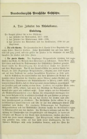 A. Das Zeitalter des Absolutismus