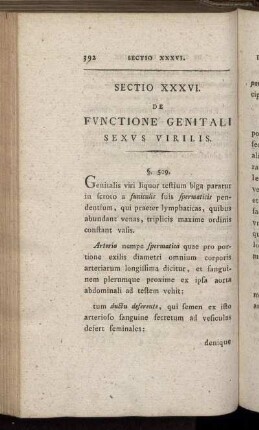 Sectio XXXVI. De Functione Genitali Sexus Virilis