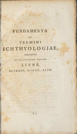 Fundamenta Et Termini Ichthyologiae, ...