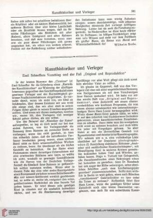 1: Kunsthistoriker und Verleger, [2] : Emil Schaeffers Vorschlag und der Fall "Original und Reproduktion"